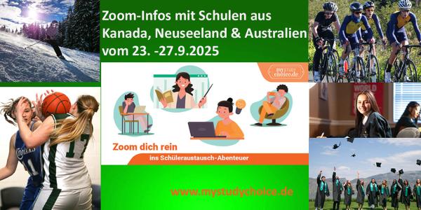 Live und online Traumziele in Kanada, Neuseeland, Australien und die passende Schule für das Auslandsjahr 2026/27 finden