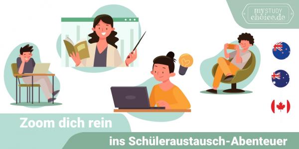 Online-Infoveranstaltungen zum Auslandsjahr vom 31.8. bis 3.9. mit Schulen aus Kanada, Australien und Neuseeland